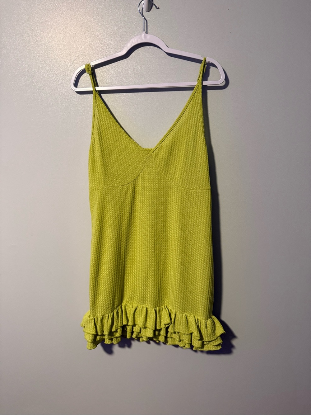 SHEIN Lime Green Ruffle-Hem Mini Dress
